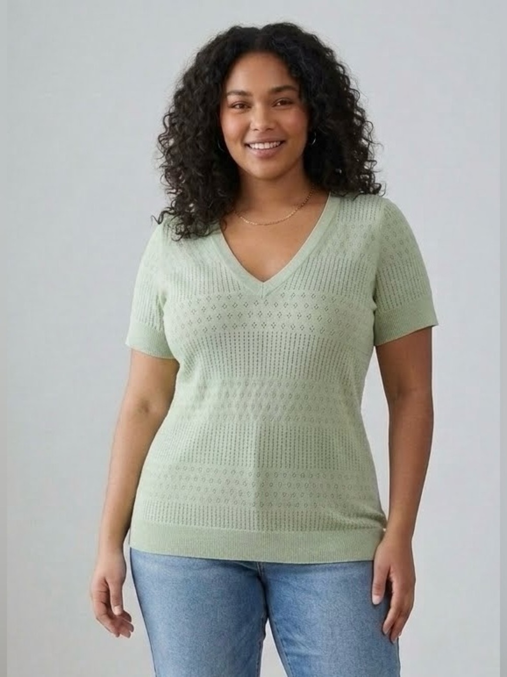 Torrid V-Neck Pullover Sweater Smoke Green Size 1